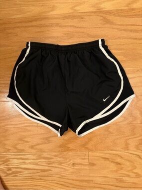 Nike Women's Black Athletic Shorts with White Piping